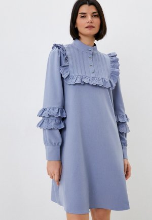 Платье Numph. Цвет: голубой