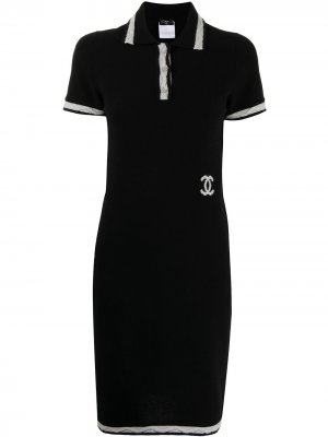 Короткое платье 2004-го года с воротником поло Chanel Pre-Owned. Цвет: черный
