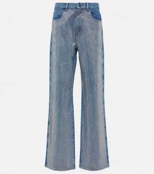 Украшенные широкие джинсы с высокой посадкой , синий GIUSEPPE DI MORABITO