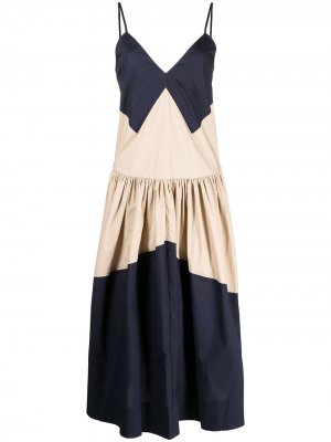 Платье миди в стиле колор-блок Lee Mathews. Цвет: коричневый