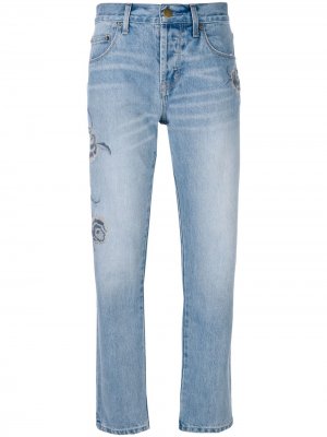 Прямые джинсы с вышивкой Current/Elliott. Цвет: синий