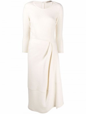 Шерстяное платье с драпировкой Gentry Portofino. Цвет: белый