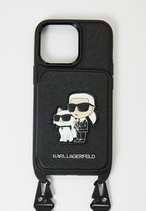 Чехол для iPhone Karl Lagerfeld 15 Pro, кросс-боди с кардслотом. Цвет: черный