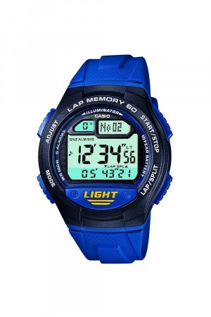 W-734-2Avef Классические цифровые кварцевые часы из пластика/пластика - , синий Casio