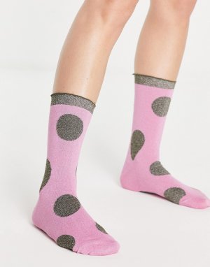 Розовые носки с принтом в горошек Femme-Розовый цвет Selected
