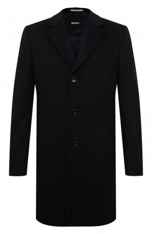 Пальто из шерсти и кашемира BOSS. Цвет: синий