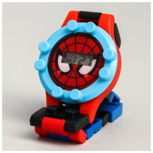 Часы наручные лего, Человек-паук, с ремешком-конструктором MARVEL. Цвет: мультиколор