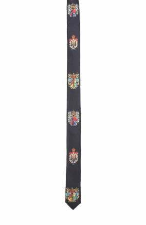 Шелковый галстук с принтом Dolce & Gabbana. Цвет: темно-синий