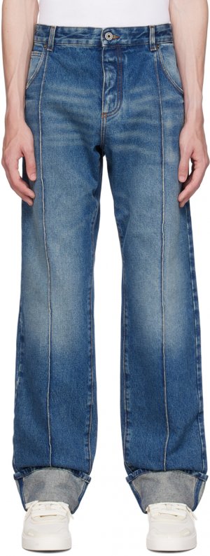 Синие прямые джинсы Balmain
