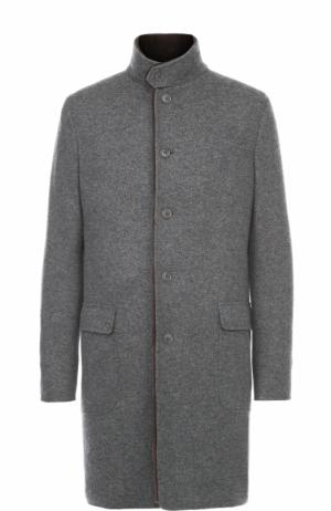 Однобортное кашемировое пальто с меховой подкладкой Loro Piana. Цвет: темно-серый