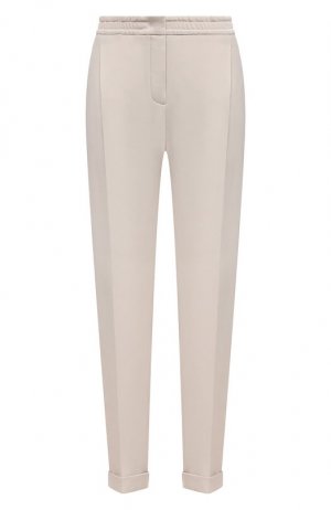 Шелковые брюки прямого кроя с защипами и эластичным поясом Loro Piana. Цвет: серый