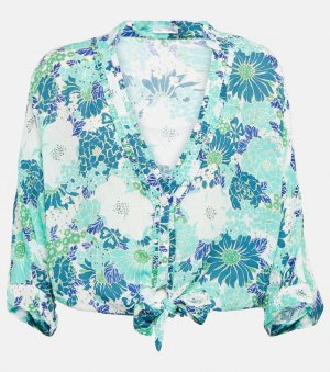 Атласная рубашка Azia с цветочным принтом, разноцветный Poupette St Barth