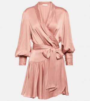 Платье из шелкового атласа с запахом , розовый Zimmermann