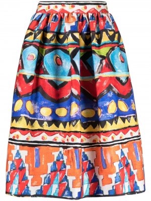 Расклешенная юбка с геометричным принтом Stella Jean. Цвет: оранжевый