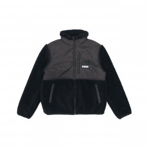Sherpa Fleece Color Block Спортивная куртка с воротником-стойкой и логотипом Мужская верхняя одежда Черный 846325-01 Puma