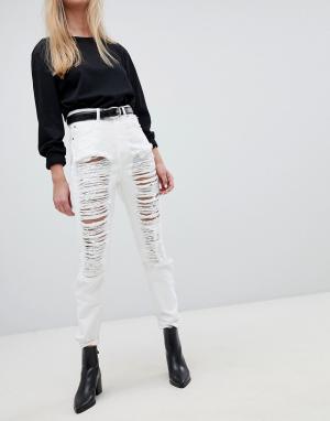 Рваные джинсы в винтажном стиле с завышенной талией Nora-Белый Dr Denim