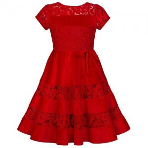 Платье для девочки AL999543 красного цвета 6 лет Aletta. Цвет: красный