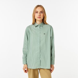 Блузы и рубашки Женская рубашка Oversize Fit Lacoste. Цвет: зелёный