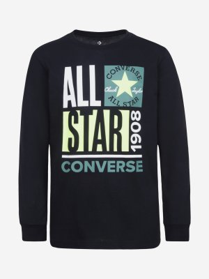Лонгслив для мальчиков All Star Stack Up, Черный Converse. Цвет: черный