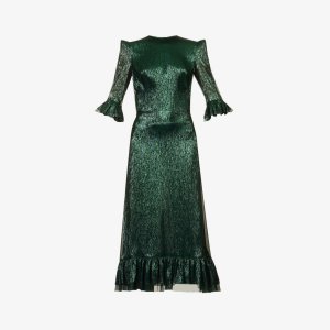 Платье миди Falconetti из смесового шелка с металлизированной нитью Vampire'S Wife, зеленый The Vampire'S Wife