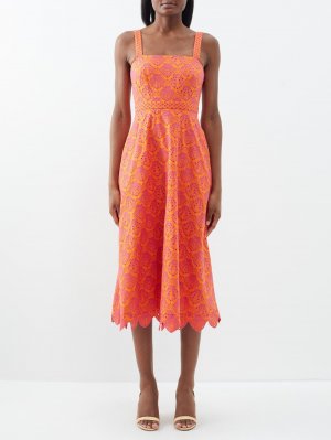 Платье миди aubrey с английской вышивкой и , оранжевый Saloni