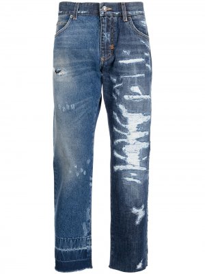 Прямые джинсы с эффектом потертости Dolce & Gabbana. Цвет: синий