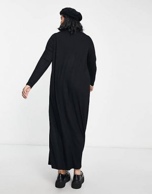Черное платье-футболка с длинными рукавами DESIGN Curve Asos