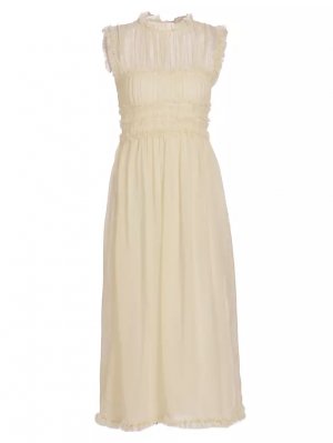 Шерстяное плиссированное платье миди Aberdeen , цвет alabaster Ulla Johnson