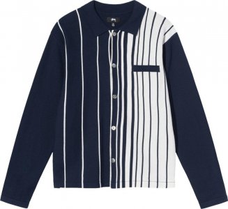 Рубашка Striped Knit Shirt 'Navy', синий Stussy