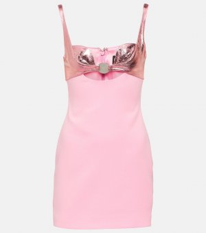 Мини-платье из кожи металлик и джерси , розовый David Koma