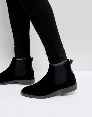 Черные ботинки челси из искусственной замши Burton Menswear. Цвет: черный