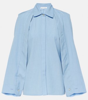 Рубашка с накидкой из натуральной шерсти , синий Victoria Beckham