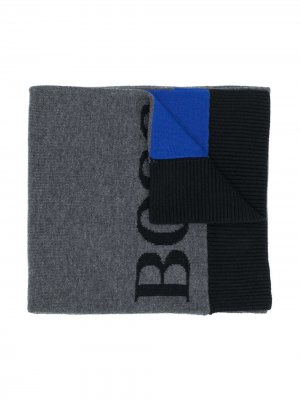 Logo embroidered scarf BOSS Kidswear. Цвет: серый