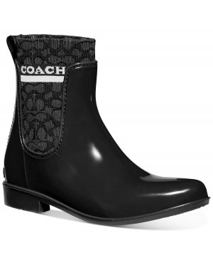 Женские резиновые сапоги с логотипом Rivington COACH, черный Coach