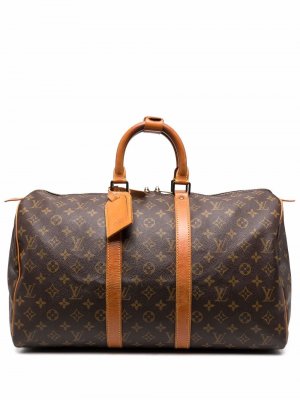 Дорожная сумка Keepall 45 pre-owned с монограммой Louis Vuitton. Цвет: коричневый