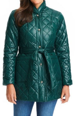 Стеганое пальто с поясом Kate Spade New York
