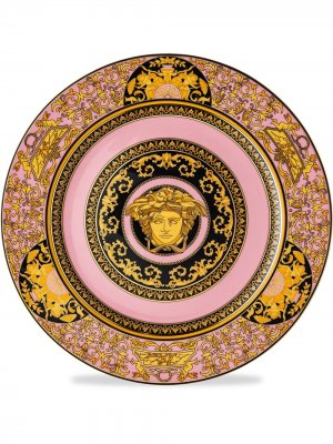Тарелка с узором Medusa из коллаборации (30 см) Versace. Цвет: розовый