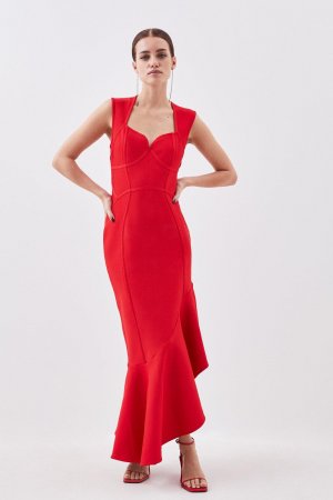 Вязаное платье мидакси миниатюрной формы с повязкой на фигуру , красный Karen Millen