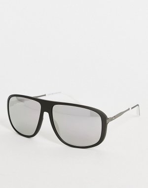Солнцезащитные очки-авиаторы с широкой оправой серебристого цвета -Серый Tommy Hilfiger