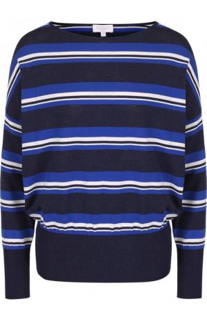 Приталенный хлопковый пуловер в полоску Escada Sport. Цвет: синий