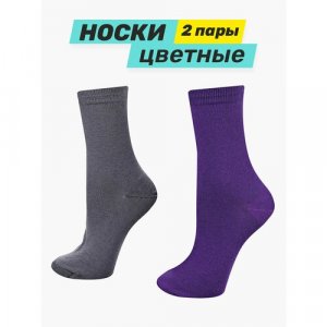 Носки , 2 пары, размер 40-44, серый, фиолетовый Big Bang Socks. Цвет: фиолетовый/серый