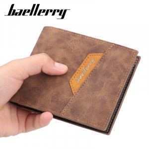 Мужской короткий кошелек , классический дизайн, винтажный держатель для визиток, двойной кошелек, кошельки из искусственной кожи GZW Baellerry