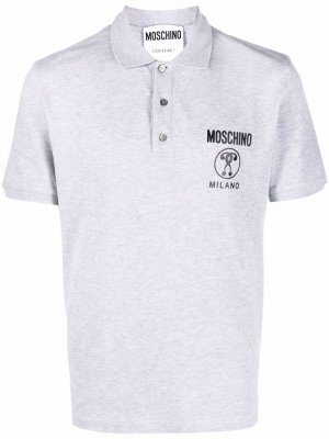 Рубашка поло с логотипом Moschino. Цвет: серый