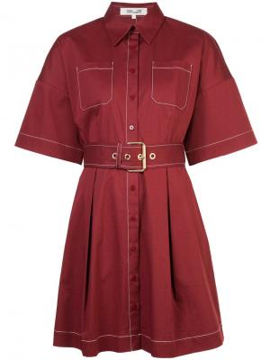 Платье-рубашка с поясом Dvf Diane Von Furstenberg. Цвет: красный