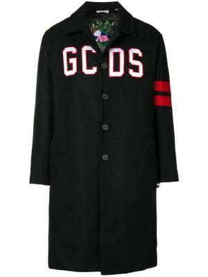 Пальто миди с логотипом Gcds. Цвет: черный