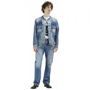 Синяя джинсовая куртка без воротника 52 Maison Margiela. Цвет: синий