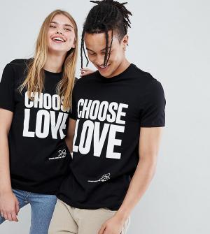 Черная футболка из органического хлопка с принтом Choose Love -Черный Help Refugees