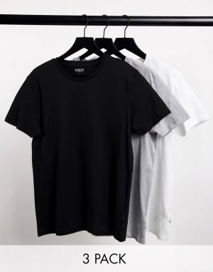 Набор из 3 футболок белого, черного и серого цвета -Многоцветный Burton Menswear