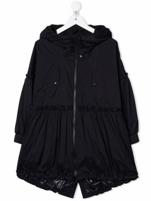 Ruffle-trim hooded rain jacket Moncler Enfant. Цвет: синий