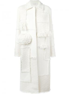 Твидовое пальто в стиле пэчворк Nina Ricci. Цвет: телесный